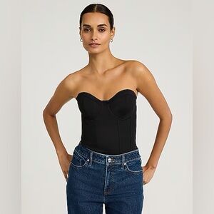 Express Elegant Black Strapless Bodysuit